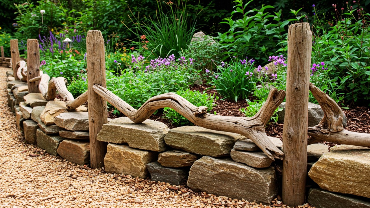 11 Rustic Garden Magic ✨ Stunning DIY Ideas with Stones & Driftwood for Timeless Charm!