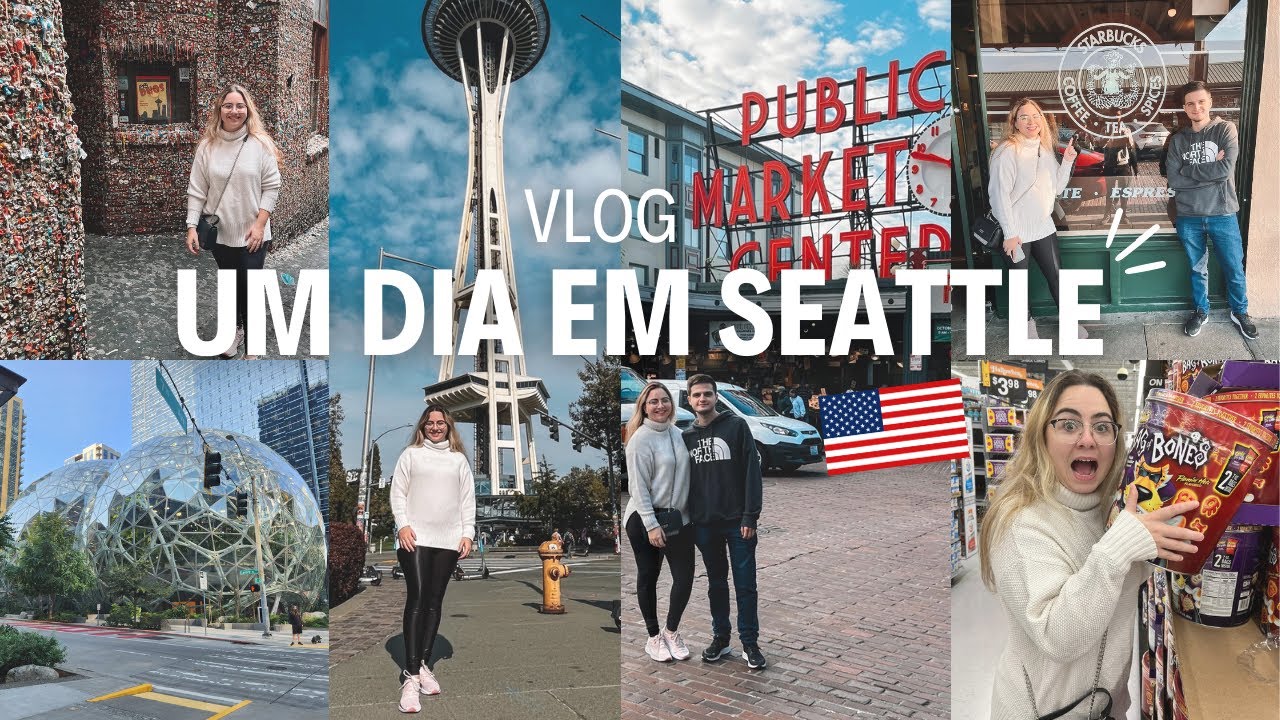 VIAJANDO PARA OS EUA PELA PRIMEIRA VEZ 🇺🇸 Conhecendo Seattle, primeiro Starbucks, Amazon e comida BR