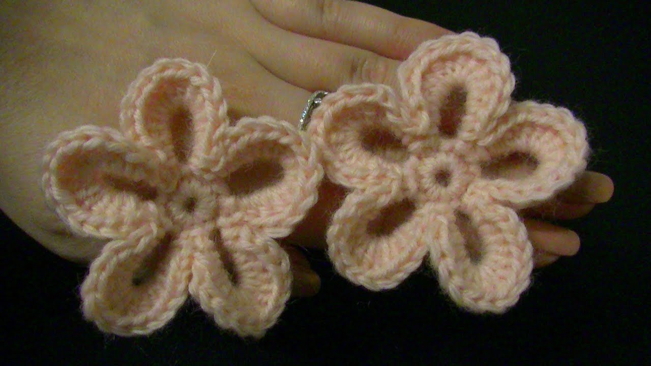 Blume häkeln - einfach und schnell - 5 Blätter - 3D Blume