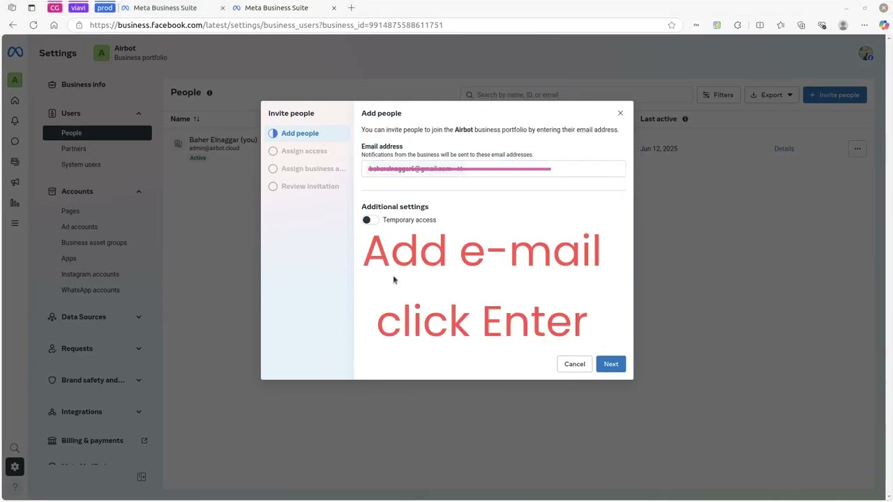 Meta How To Add People to Business Portfolio