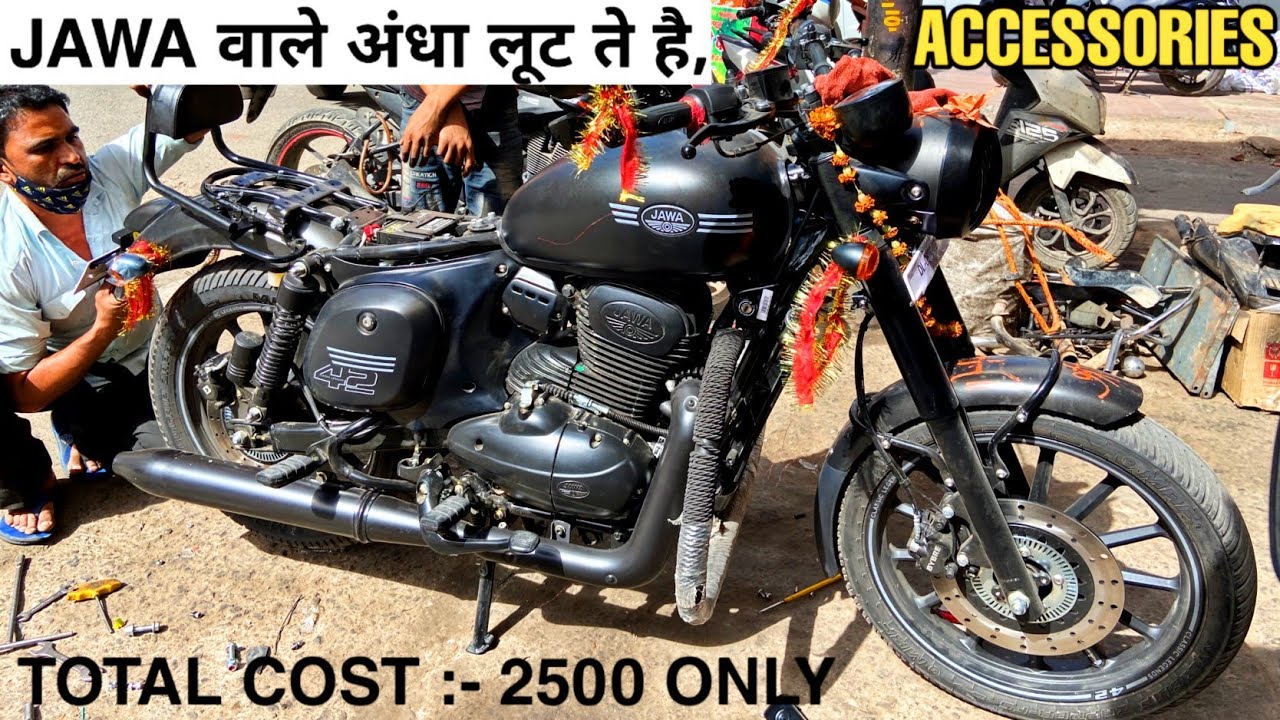 2021 JAWA FORTY TWO 2.1 BASIC ACCESSORIES INSTALLATION | jawa से लेना बेकर है | ACCESSORIES PRICES.?