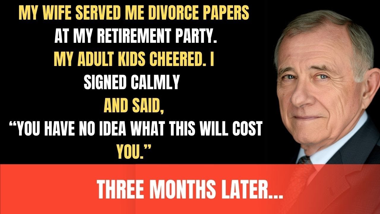 She Served Me Divorce Papers at My Retirement Party… Three Months Later, I Didn’t See This Coming