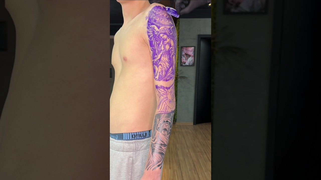 Decalque de tatuagem de santa, na verdade #tatuagem #tattoo #fechamentotattoo #asmr #asmrtattoo
