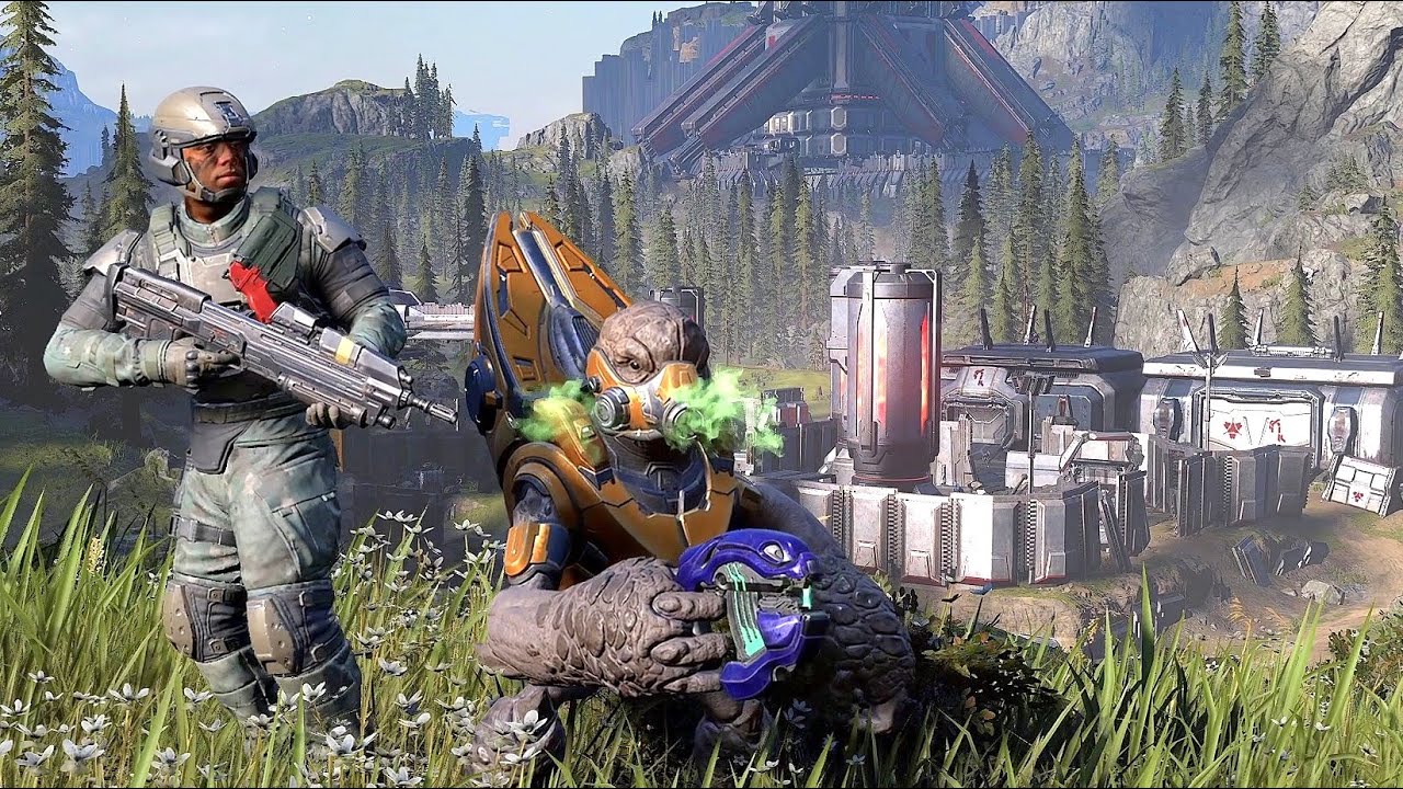 Rogue Grunt Helps Marines In Battle - HALO INFINITE NPC Wars