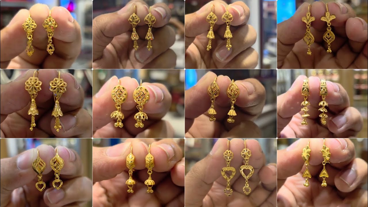 Daily wear small earrings designs/Simple gold earrings tops design/1 gram daily wear gold earring