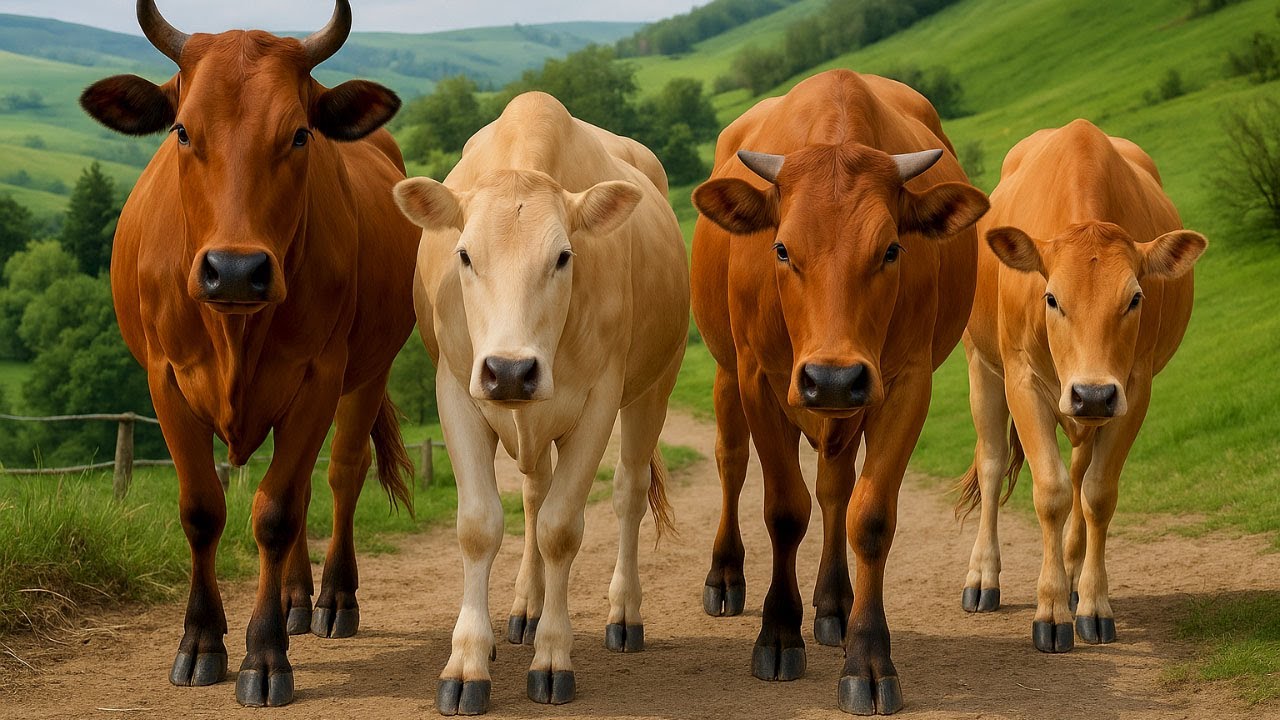 Suara Sapi Moo, kawanan Lembu sapi jinak berkeliling, Sapi lucu pulang kekandang bersama temannya