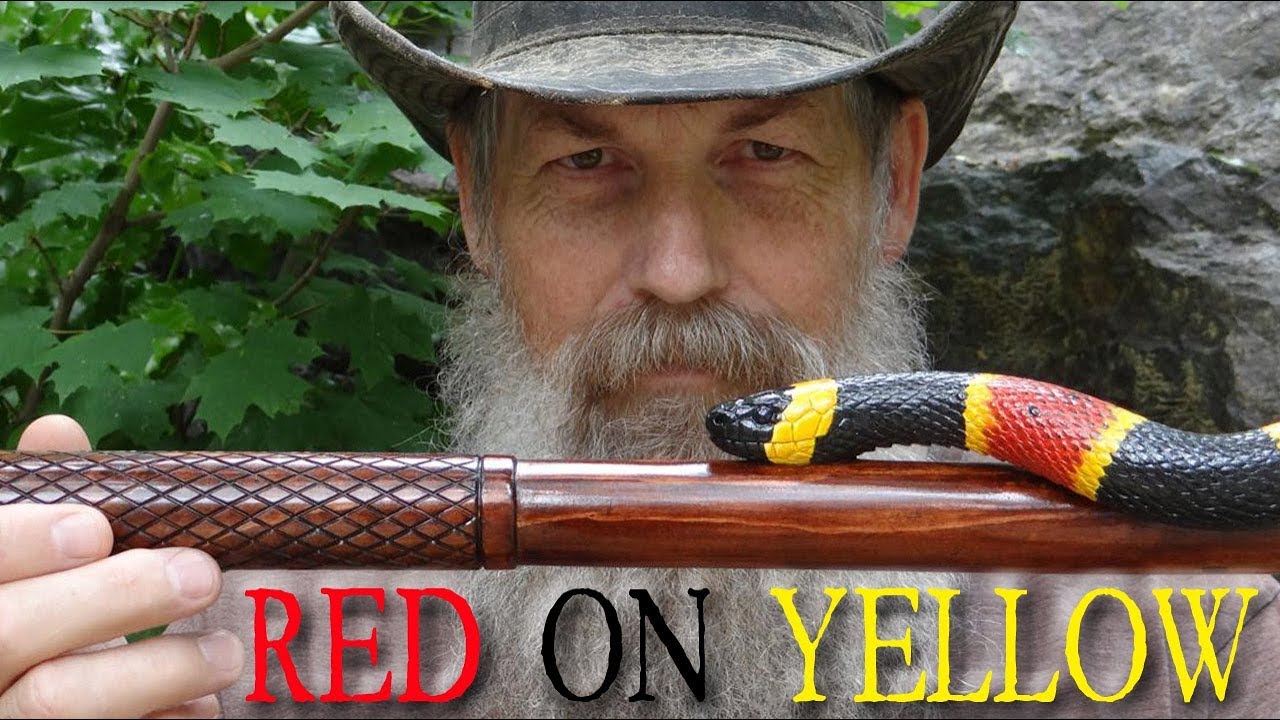 Carving a Coral Snake and Mouse Walking Stick