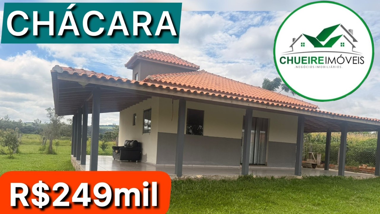 CHÁCARA COM ÓTIMA CASA COM VARANDA TERRENO PLANO R$249mil