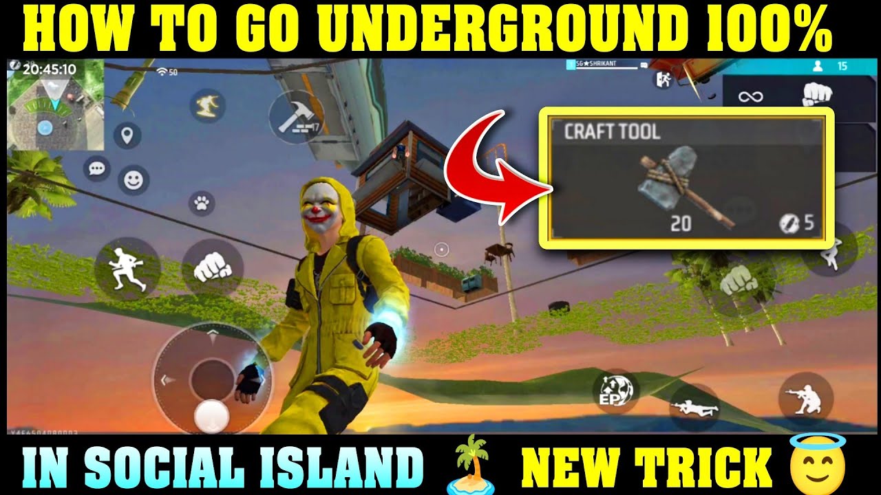 HOW TO GO UNDERGROUND IN SOCIAL ISLAND FREEFIRE 😱 | SOCIAL ISLAND NEW TRICK FREEFIRE 😀