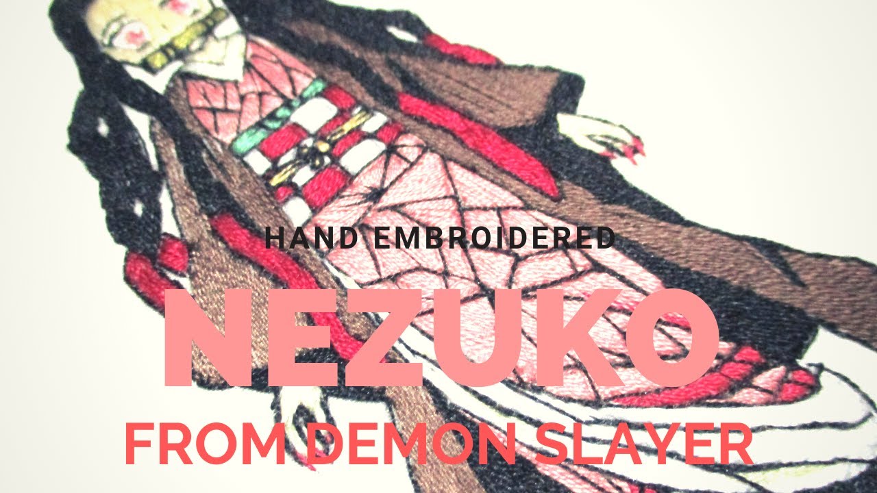 Unique Different Way To Draw Nezuko | Hand Embroidery Anime : Nezuko from Demon Slayer