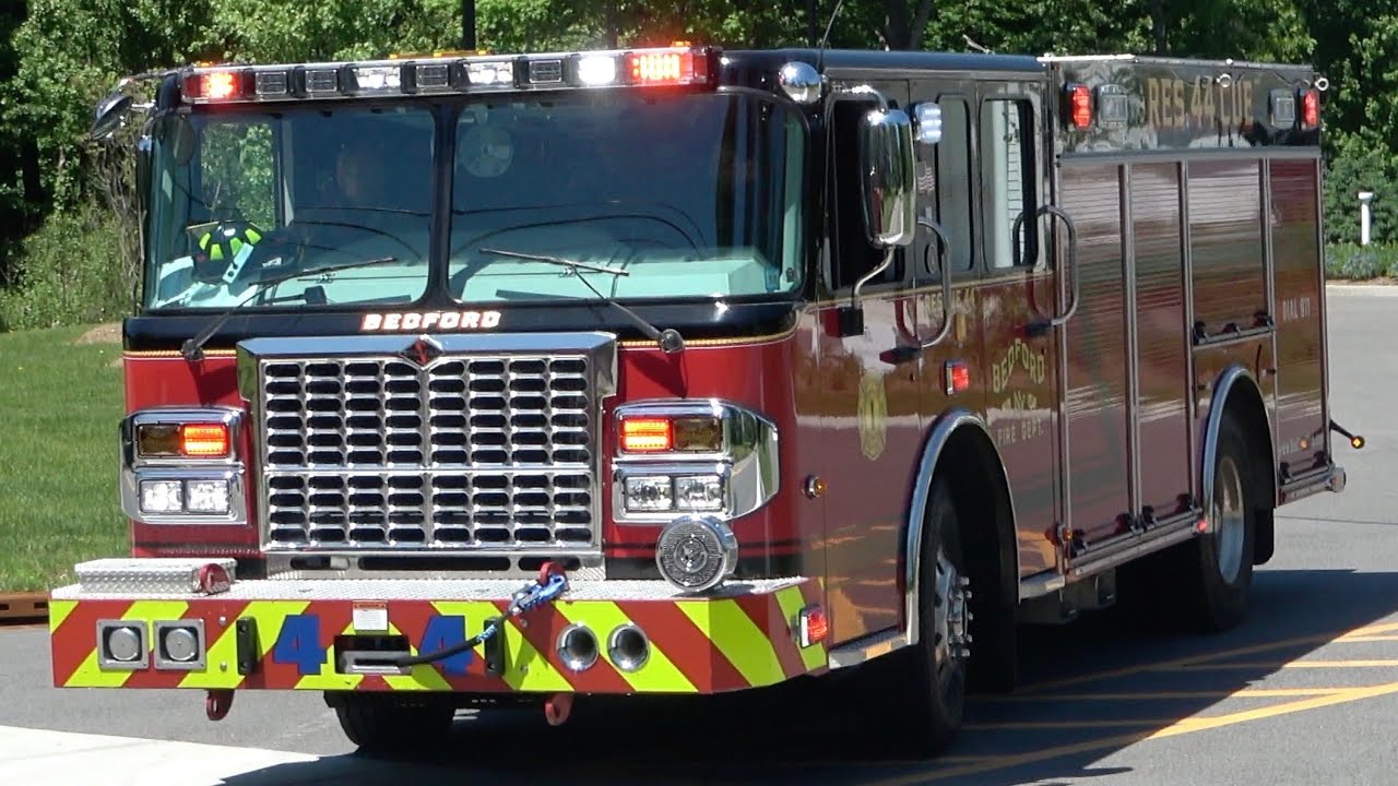 Bedford FD Ambulance 52B2, Car 2041, & Rescue 44 Responding