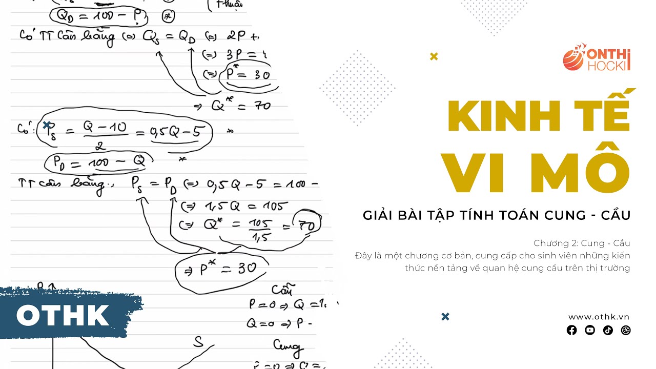 KINH TẾ VI MÔ - CHỮA BÀI TẬP TÍNH TOÁN CUNG, CẦU || TT OTHK