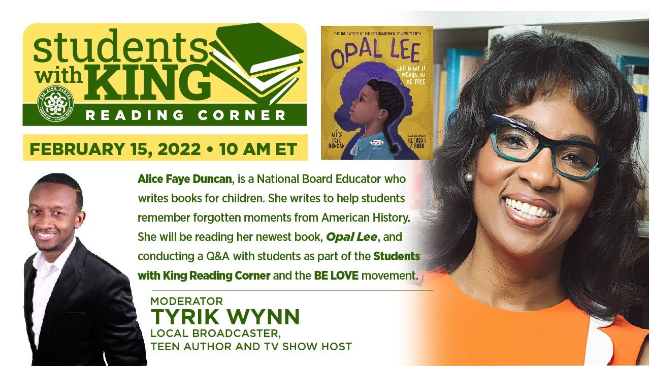Students With King - Reading Corner with Alice Faye Duncan