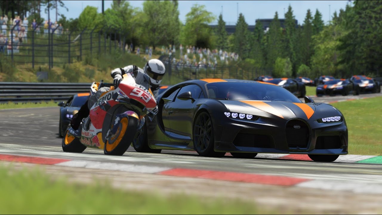 Honda RC213V MotoGP 20 Marc Márquez vs Bugatti Chiron Super Sport 300+ at Nordschleife