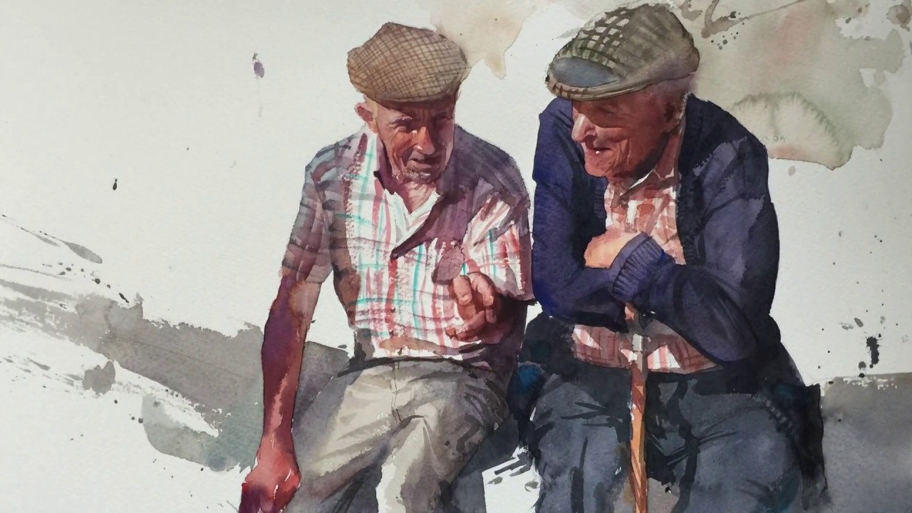 Watercolor of portugueses by Eudes Correia