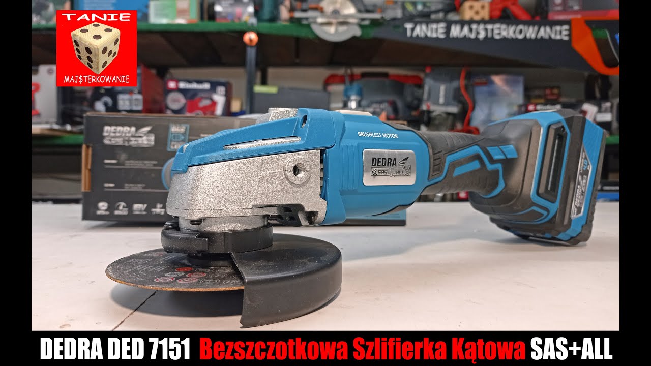 DEDRA DED7151 Bezszczotkowa Szlifierka Kątowa oraz System Akumulatorowego Zasilania SAS+ALL  (TEST)