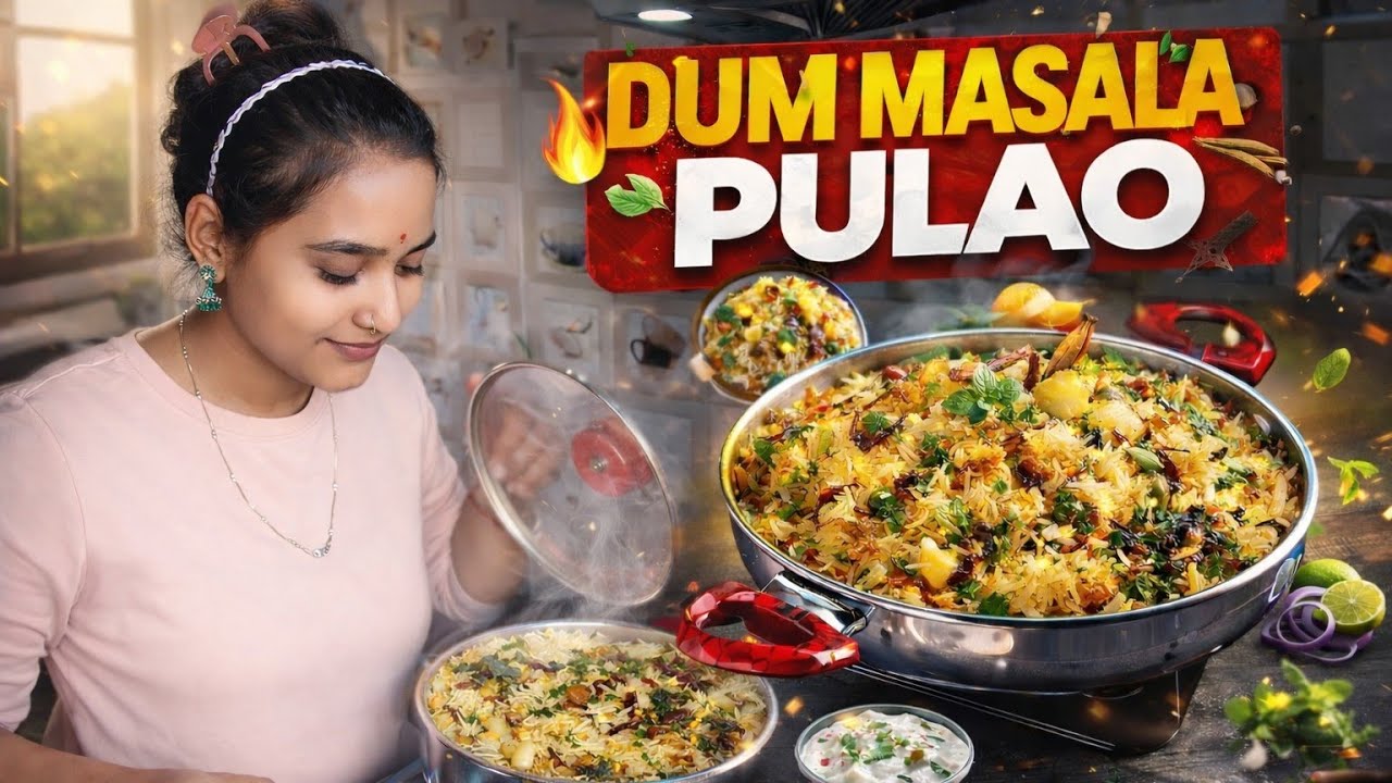 Dum Masala Pulao Recipe Ghar Jaisa Perfect Swad 😍 #DumMasalaPulao#PulaoRecipe#VegPulao #KitchenVibes
