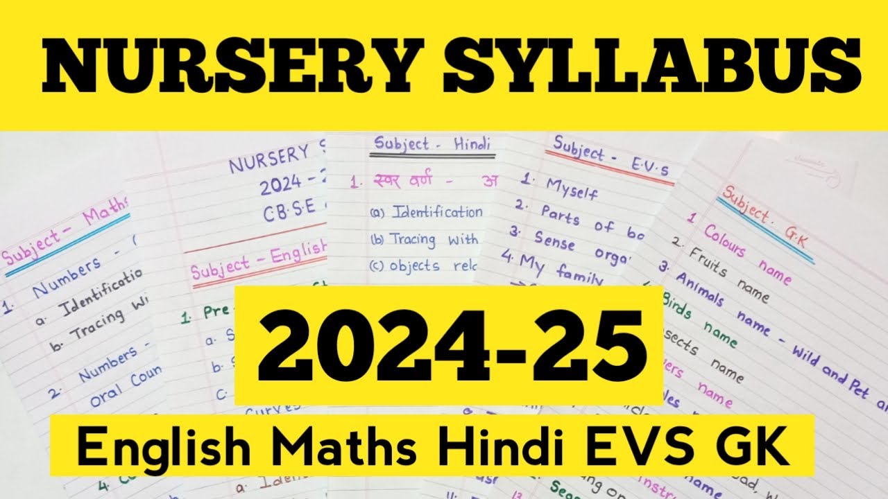 Nursery Syllabus 2024-2025 | Nursery syllabus 2024 | Latest Nursery syllabus 2024 -25  With PDF |