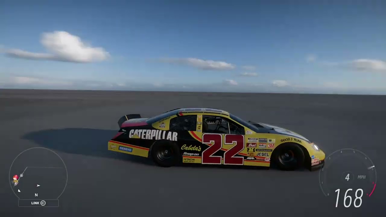 Running laps in the 22 Toyota Camry stock car in Forza Horizon 5 video game on Xbox one.