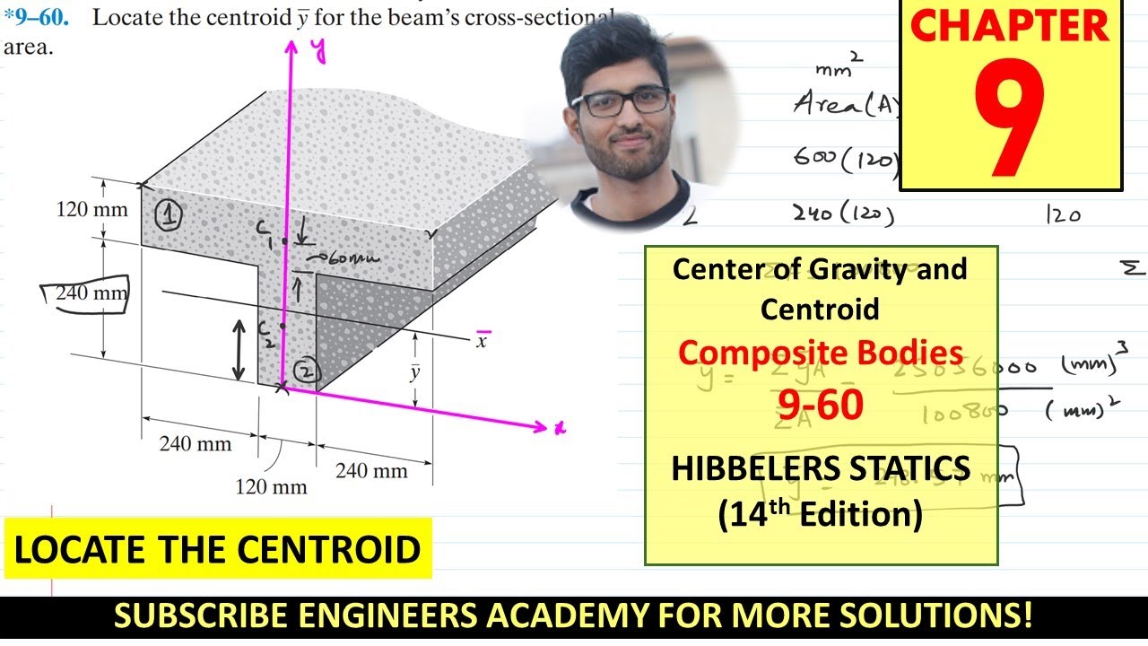 9-60 Centroid of Composite bodies or Shapes | Chapter 9 ( Hibbeler Statics 14th) Engineers Academy