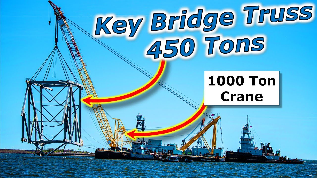 Key Bridge Collapse Moving MORE HUGE Bridge Truss Sections
