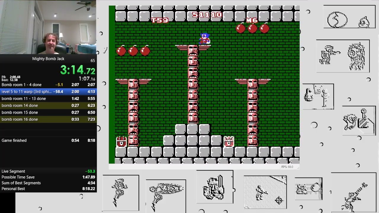 Mighty Bomb Jack. NES speedrun personal best -  8:09