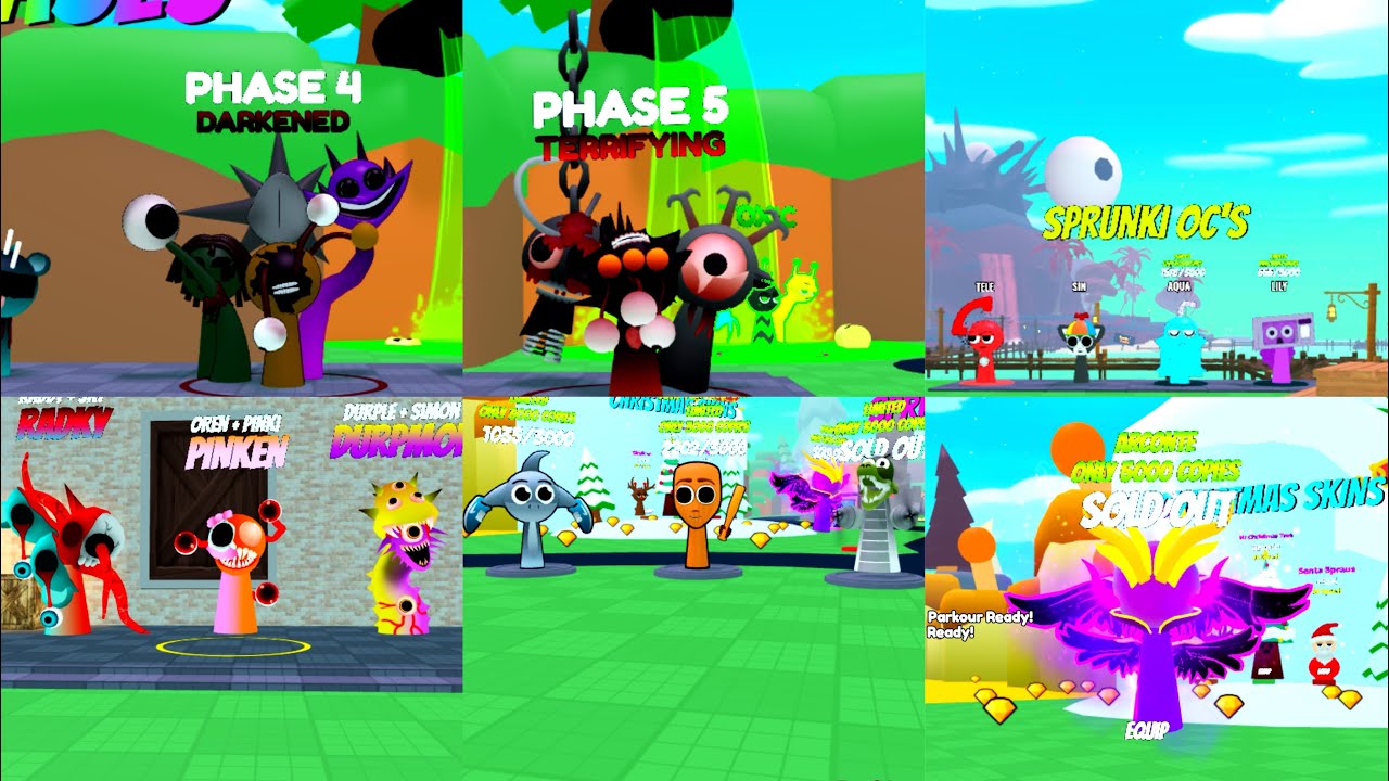 3D Sprunki Sim All phase 4s,phase5s,hybrids,oc’s,ARCONTE,and Italian Brainrots Animations