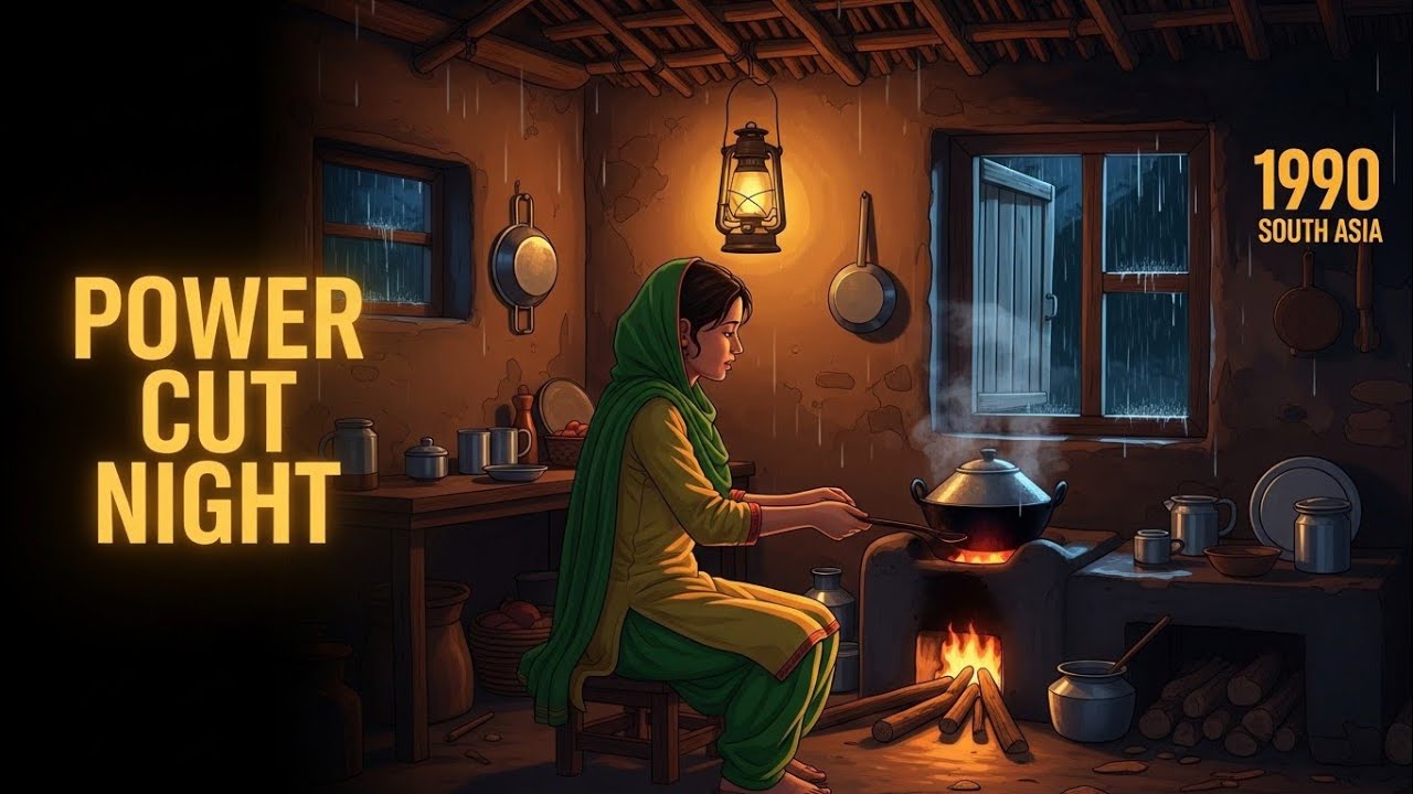 1990 Power Cut Night ⚡ | Rainy Village Life Story || cozy nature adventures||