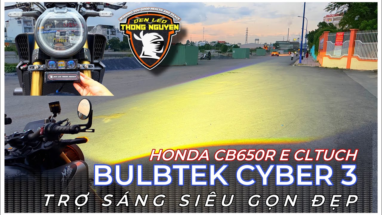 CHI TIẾT GẮN Đ&Egrave;N TRỢ S&Aacute;NG 3 mắt bulbtek cyber 3 cực k&igrave; đẹp cho honda cb650r eclutch