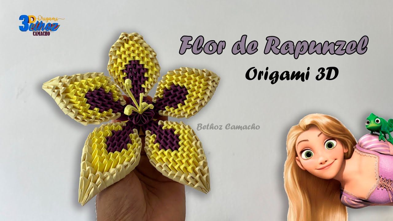 Cómo hacer la Flor de   Rapunzel en Origami 3D - Bethoz Camacho