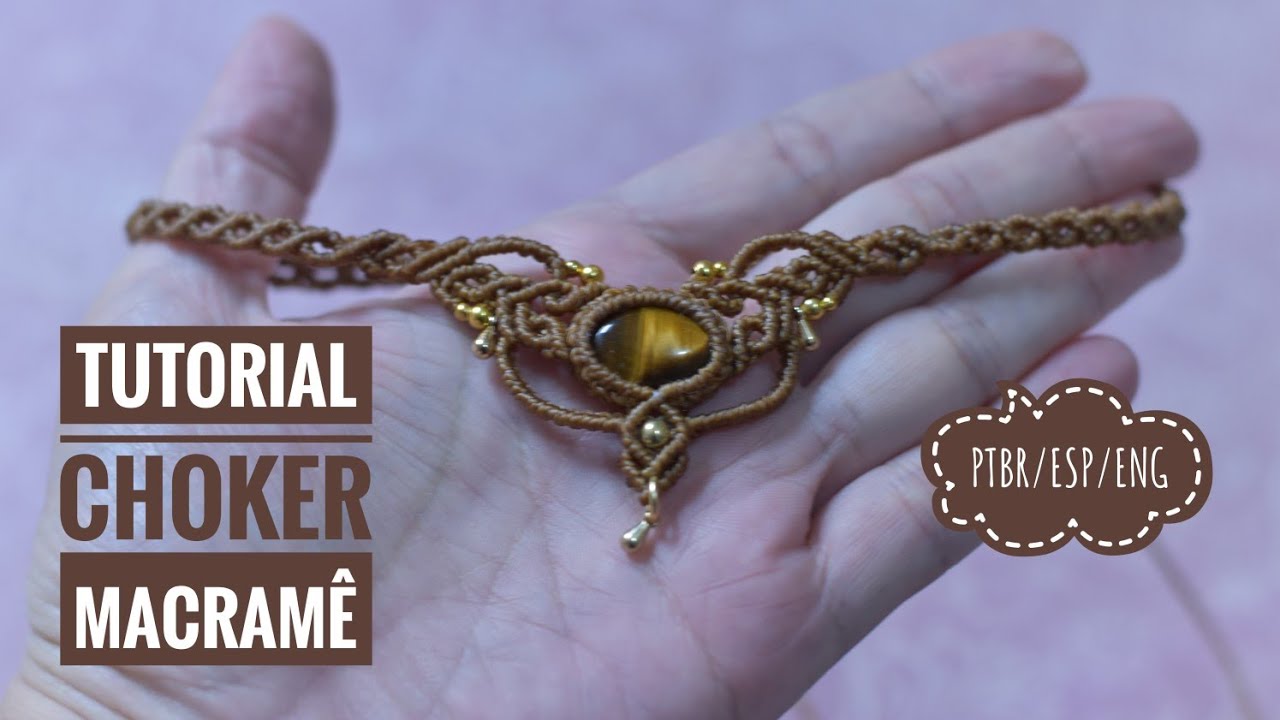 Macramê Tecendo Cor em Nós | TUTORIAL Colar CHOKER em MACRAMÊ | 24/23