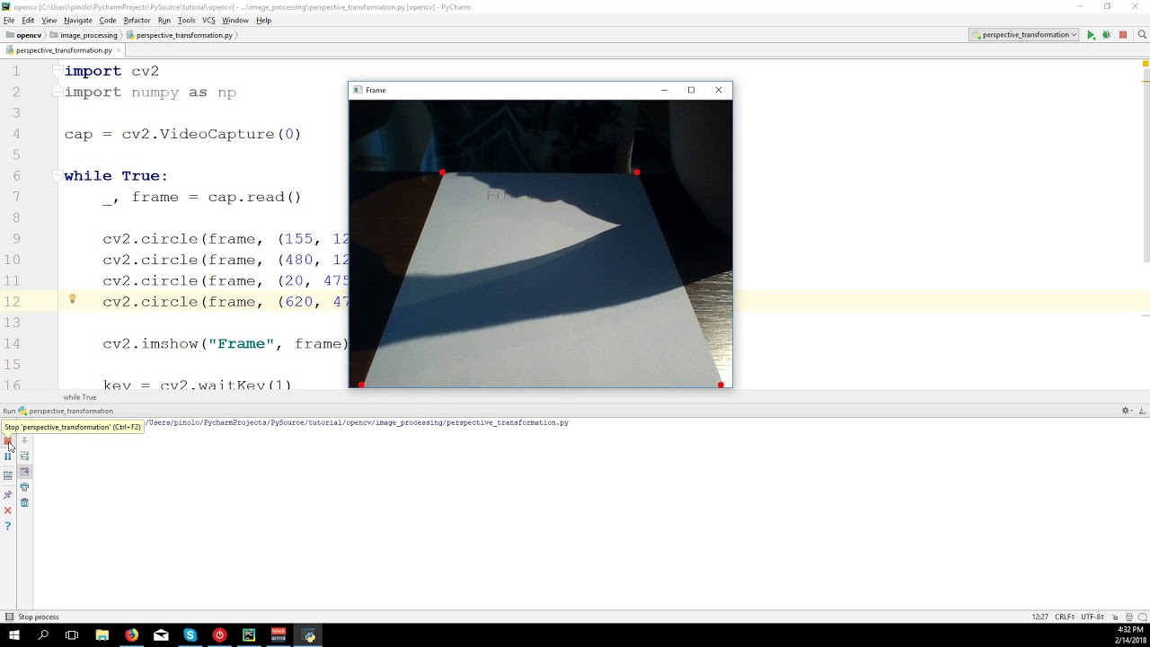 Перспективное преобразование – OpenCV 3.4 с Python 3 Учебник 13
