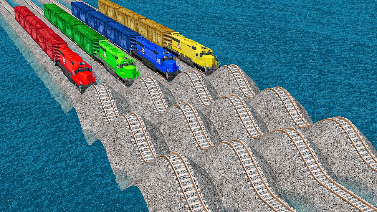 TRANSPORTING PIXAR CARS & FRUITS WITH COLORED & JOHN DEERE vs CLAAS vs TRACTORS - BeamNG.drive #962