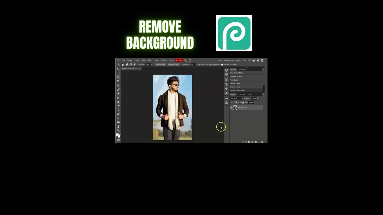Photopea - Remove Background quickly using Magic Wand | Photopea Online Editor | Photopea tutorial