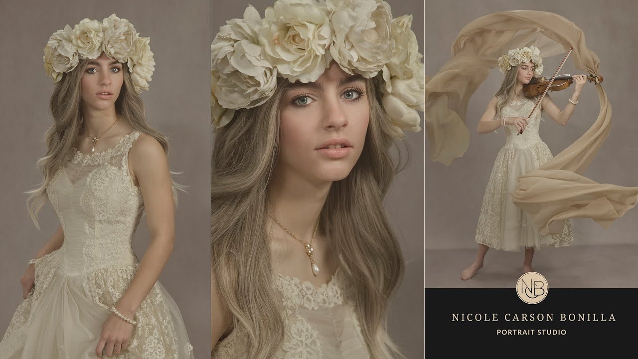 Vanity Fair Style Lighting | Fine Art Photoshoot | Behind the Scenes | Violin | Avezano backdrop