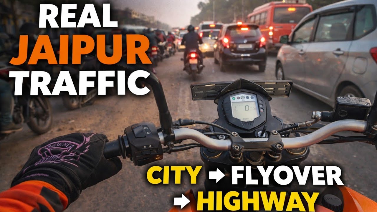 Jaipur City Traffic Ride | Flyover to Highway | Real Bumper Traffic Bike Ride #automobile #motovlog 