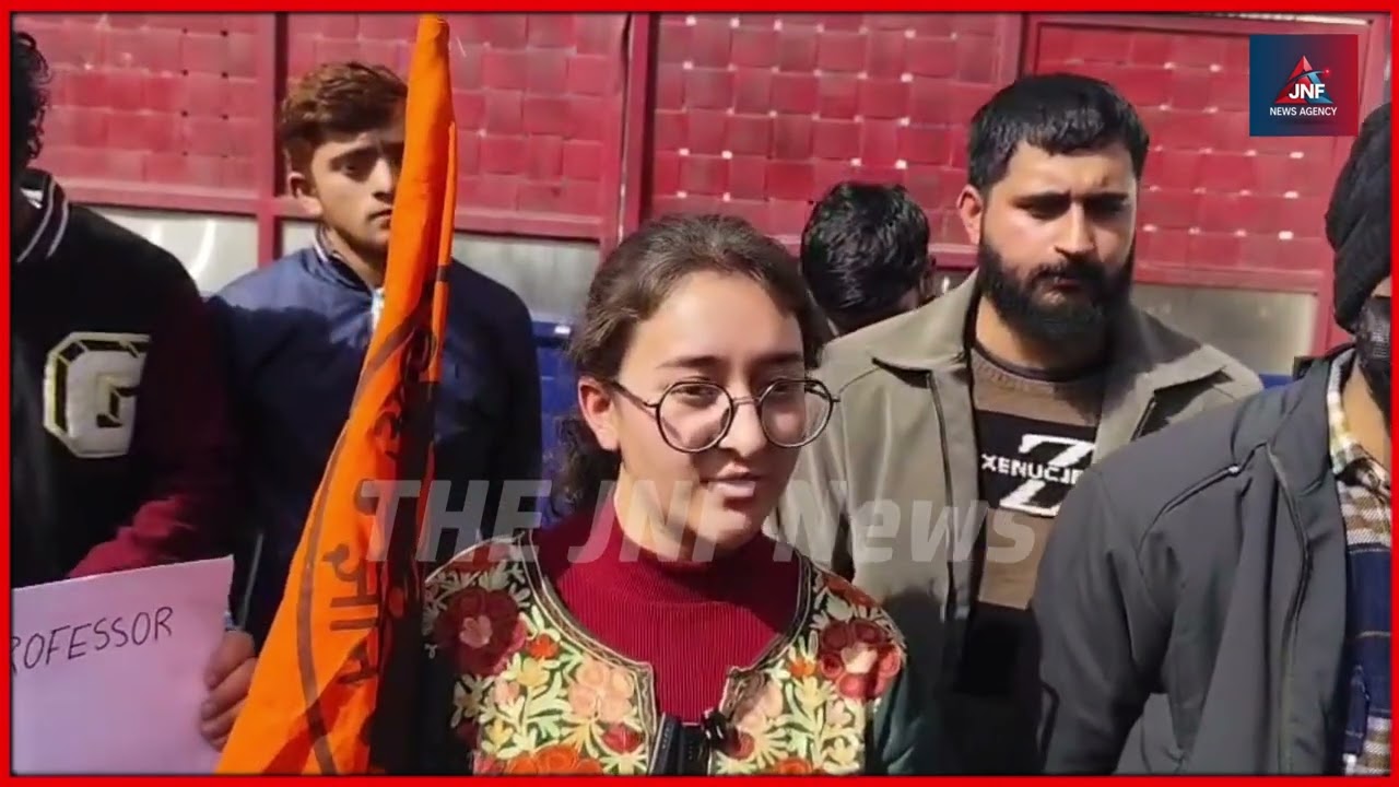 Students affiliated with ABVP Kishtwar staged a massive protest against Jammu University