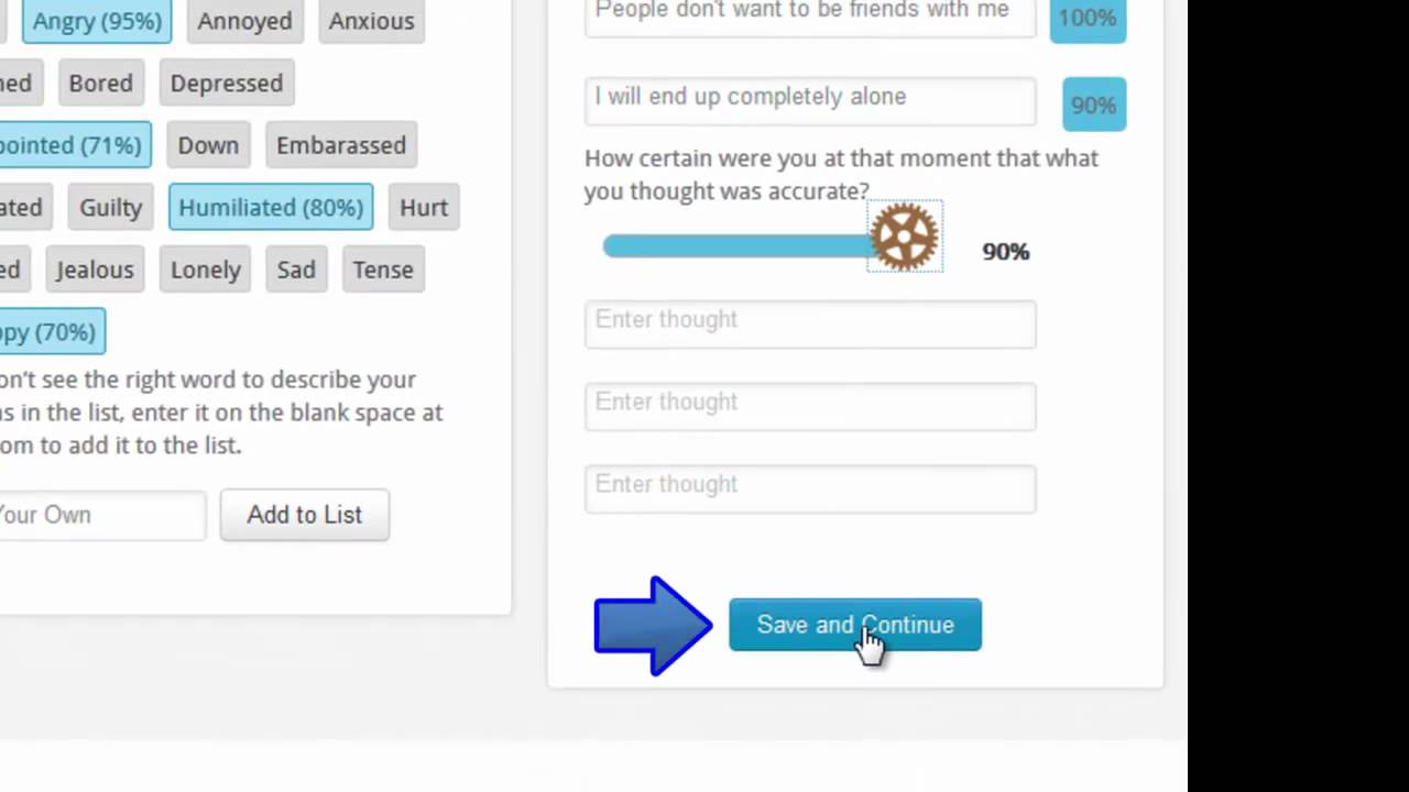 Therapy Homework Online Application - Stress Log Tutorial