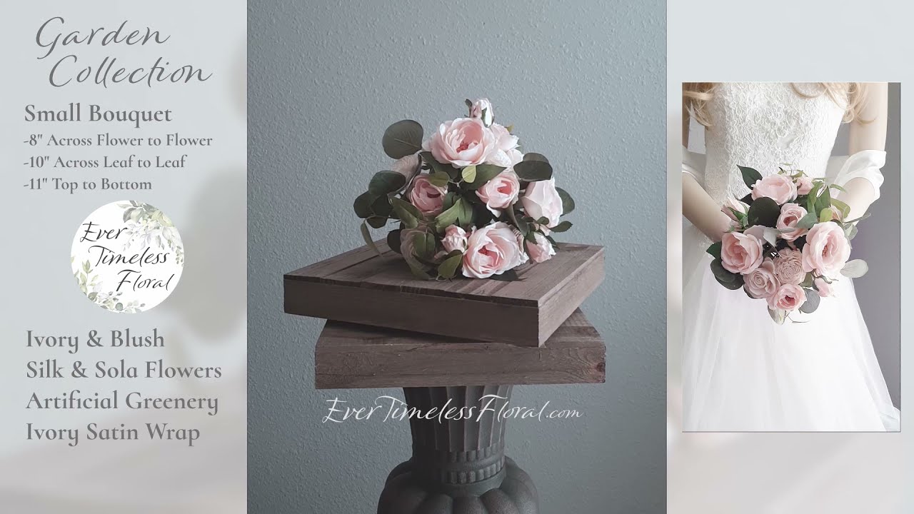 EverTimelessFloral Garden Collection Small Bouquet with Ivory & Blush Realistic Silk and Sola