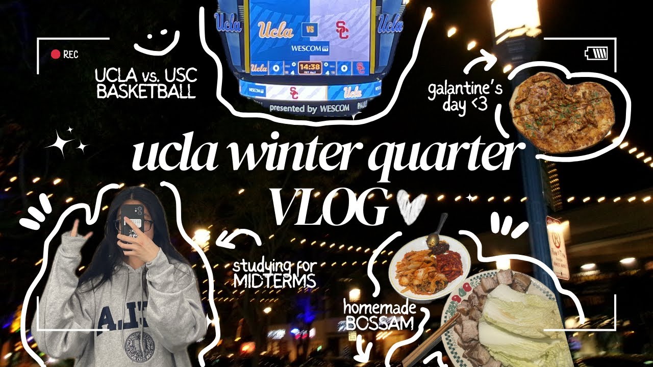 ucla vlog 2 | ucla vs usc men's basketball, midterms, galantines, gymnastics,  apartment cooking ₊˚✮