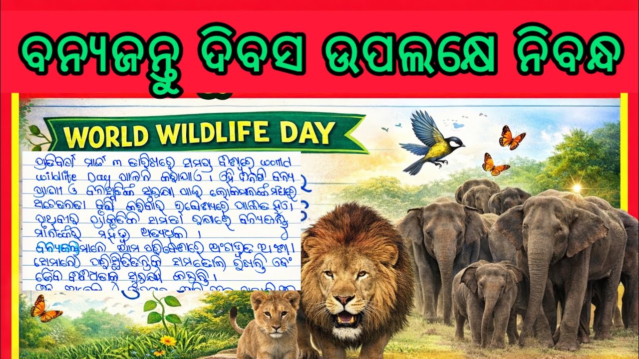 ବନ୍ୟ ଯାନ୍ତୁ ଦିବସ ଓଡ଼ିଆ ରଚନା /ବିଶ୍ୱ ବନ୍ୟଜନ୍ତୁ ଉପଲକ୍ଷେ ଓଡ଼ିଆ ପ୍ରବନ୍ଧ  world wildlife day essay in Odia