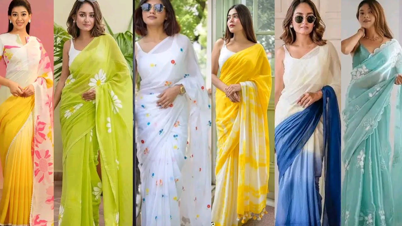 Beautiful Chiffon Georgette Saree Design || Simple Festive Wear Soft Chiffon Georgette saree #saree