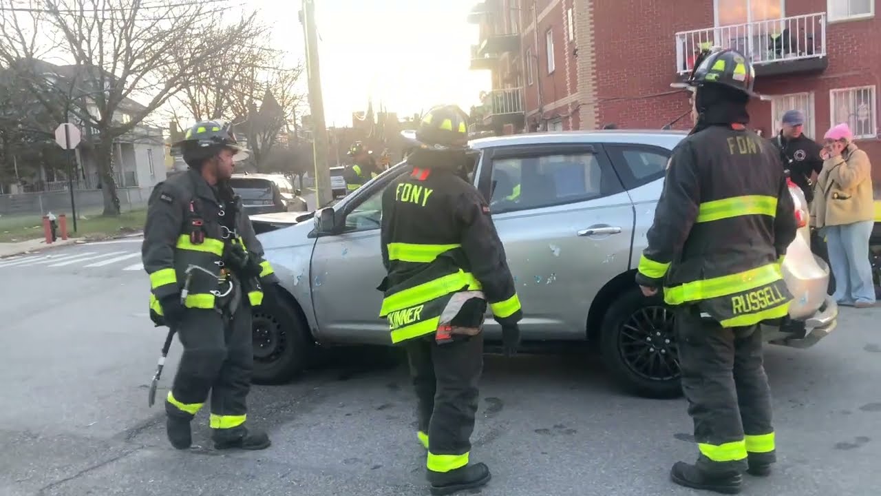 FDNY Engine 301 & Ladder 150 responding and on scene of an Auto Accident