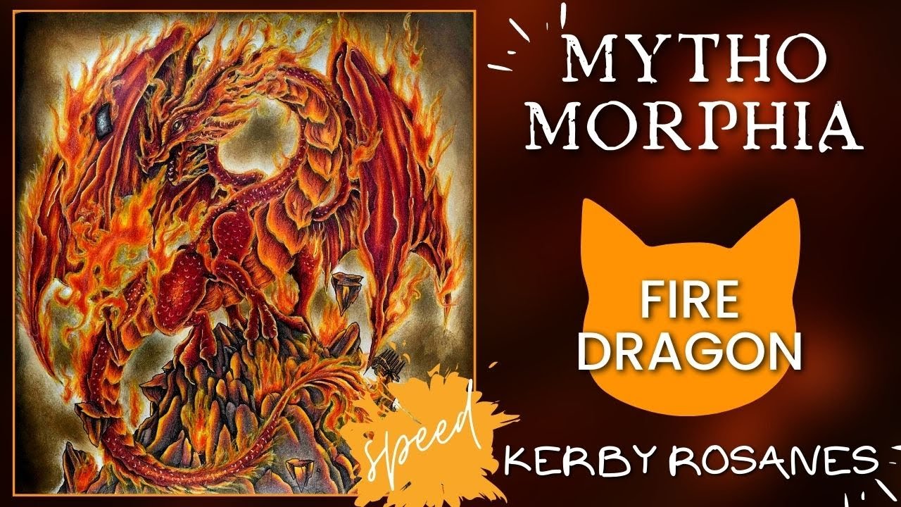Kerby Rosanes | Mythomorphia| Fire Dragon | Polychromos | Adult Coloring