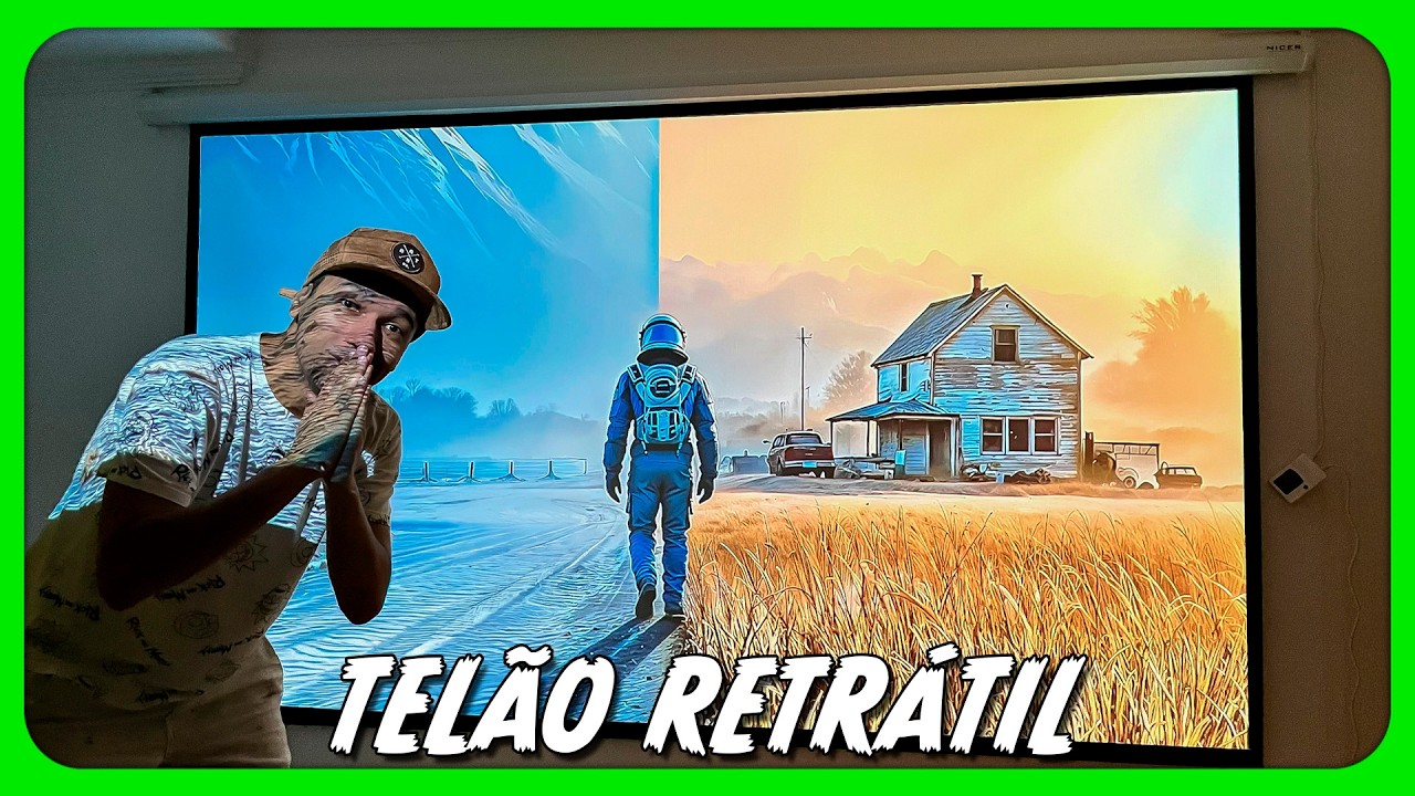 Comprei uma Tela de Projeção Retrátil Elétrica da Nicer e o Resultado Foi...🎥