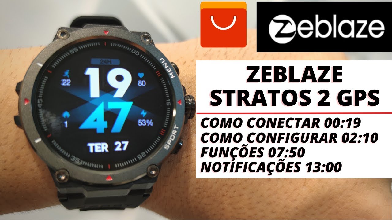 Review e tutorial Zeblaze Stratos 2 GPS Configurações e funções do smartwatch em Português