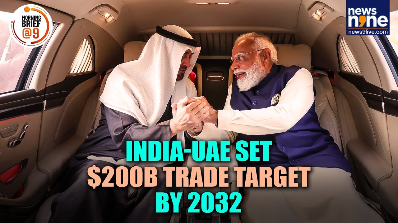 PM Modi Meets UAE President | India&ndash;UAE Sign 10Yr LNG Deal | Target $200B Trade by 2032 | News9