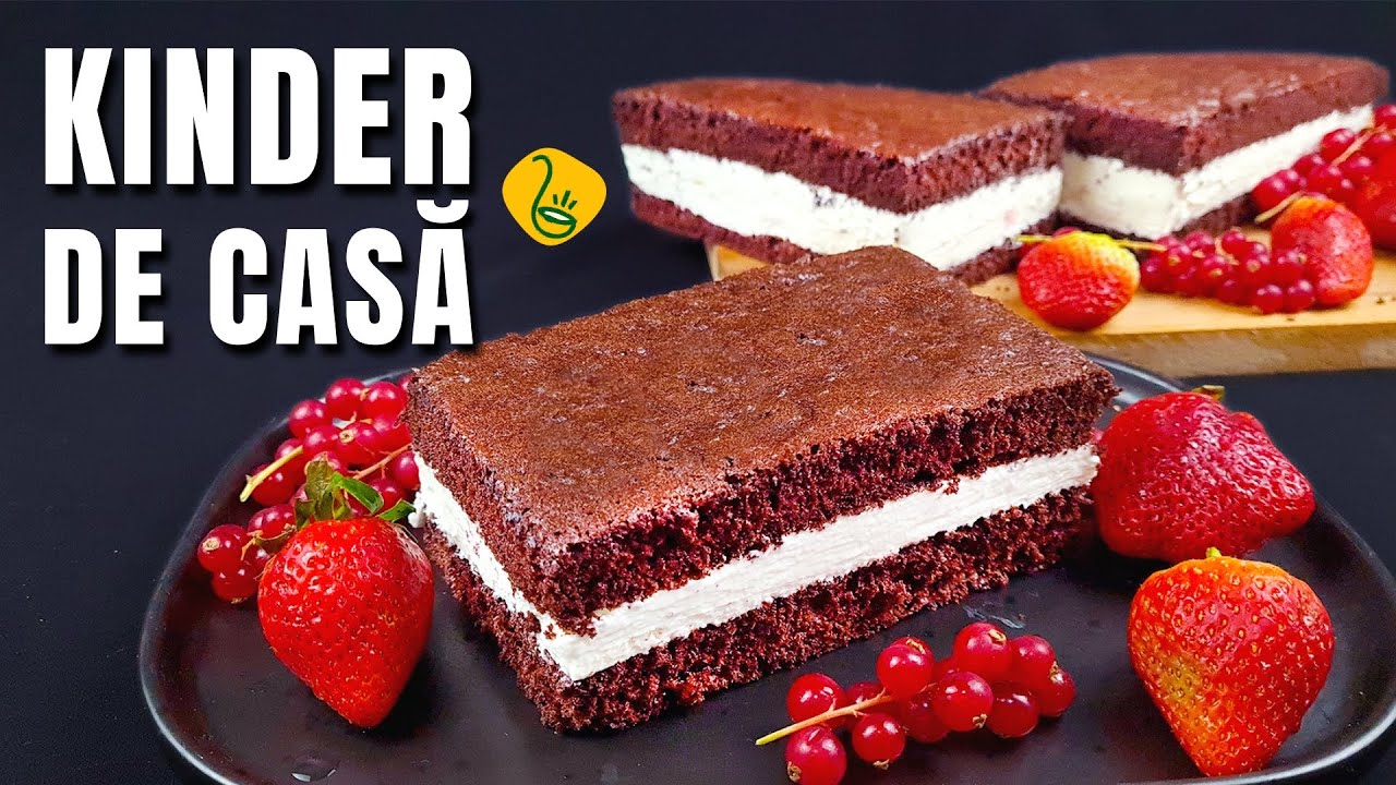 Prajitura kinder - Blat pufos cu cacao si crema alba si delicata, cu branza, frisca si miere