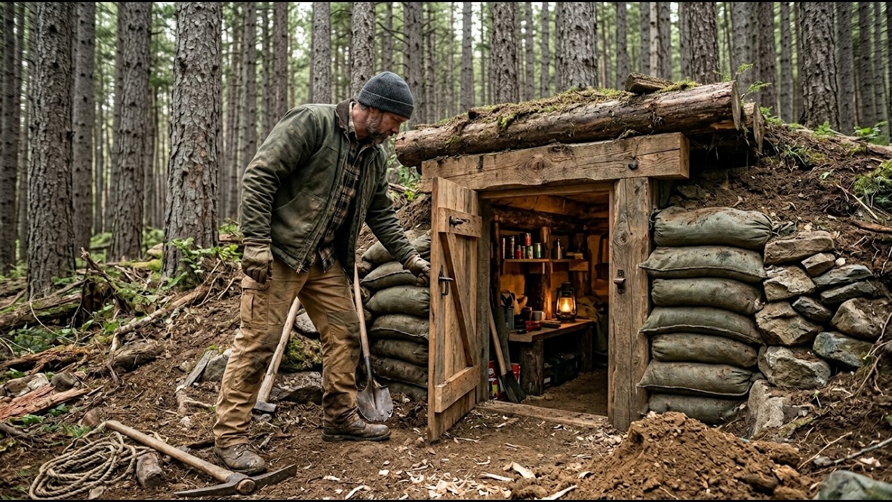 Building a Warm and Secure Secret Underground Shelter | Bushcraft, Survival