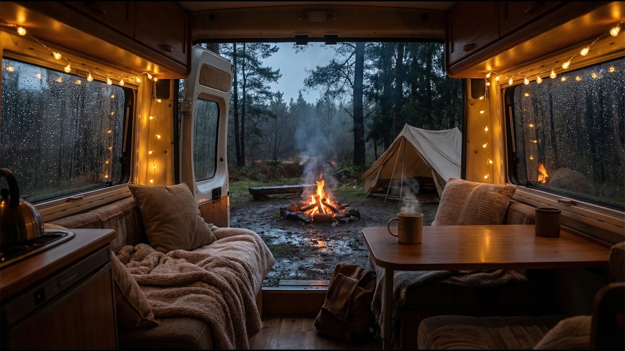 Rain, Fire, and a Tiny Home: Van Life Ambience